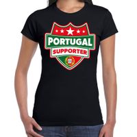 Portugal schild supporter t-shirt zwart voor dames - thumbnail