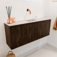 Toiletmeubel Mondiaz Joya Dlux | 100 cm | Meubelkleur Walnut | Faye wastafel Nata Wasbak Midden | Zonder kraangat(en)