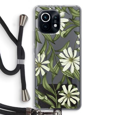 Wit bloemenpatroon: Xiaomi Mi 11 Transparant Hoesje met koord