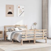 Bedframe met hoofdbord massief grenenhout wit 140x200 cm