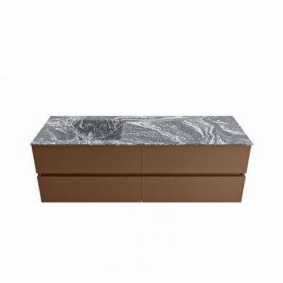 MONDIAZ VICA-DLUX 150cm badmeubel onderkast Rust 4 lades. Inbouw wastafel CLOUD links zonder kraangat, kleur Lava.