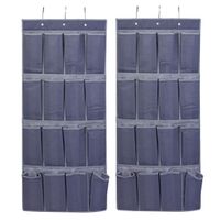 2x stuks hangende deur/kast organizers antraciet met 16 vakken 45 x 110 cm