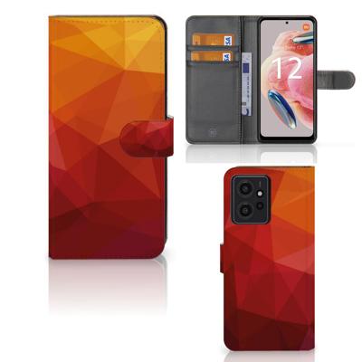 Book Case voor Xiaomi Redmi Note 12 4G Polygon Red | Portemonnee hoesje