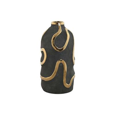 Vaas Home ESPRIT Grijs Gouden Keramiek Abstract Modern 17 x 17 x 35 cm