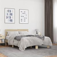 Bedframe bewerkt hout metaal sonoma eikenkleurig 140x200 cm