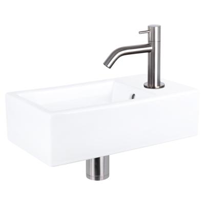 Differnz Force fonteinset keramiek - kraan gebogen - 40 x 22 x 11.5 cm - mat chroom