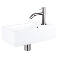 Differnz Force fonteinset keramiek - kraan gebogen - 40 x 22 x 11.5 cm - mat chroom