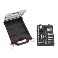 Milwaukee Accessoires metrische 3/8" ratel + doppen set (32-delig) in packout compact slim organiser - 4932478813