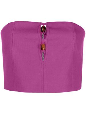 GANNI haut crop à détail de perles - Violet