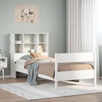 Bed met boekenkast zonder matras grenenhout wit 90x200 cm