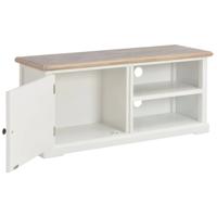 The Living Store TV-meubel - Hifi-kast - Afmetingen- 90 x 30 x 40 cm - Kleur- wit en houtkleur - Materiaal- massief