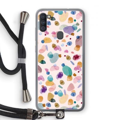 Terrazzo Memphis Pink: Samsung Galaxy A11 Transparant Hoesje met koord