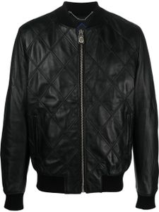 Billionaire veste bomber Diamond en cuir - Noir