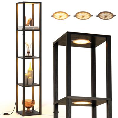 162 cm Vloerlamp met Planken & Dimbare LED-lampen & Voetenschakelaar Hoekrek Lamp