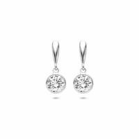 Gerhodineerd Zilveren Oorhangers met Zirkonia - 18mm - 925 Zilver