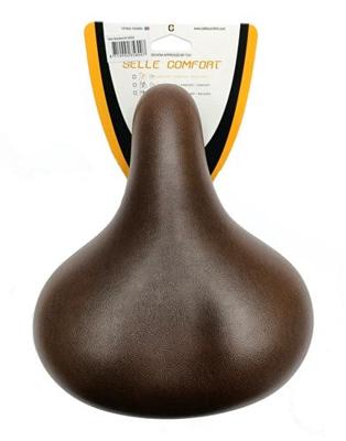 Selle Comfort zadel classic retro basic, bruin met elastomeer vering. zonder strop