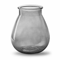 Bloemenvaas druppel vorm type - smoke grijs/transparant glas - H17 x D14 cm   -