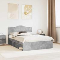 Bedframe met hoofdeinde Beton 140 x 200 cm Massief grenenhout