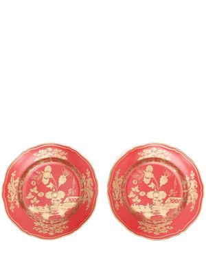 GINORI 1735 assiettes Rubrum en porcelaine (lot de deux) - Rouge
