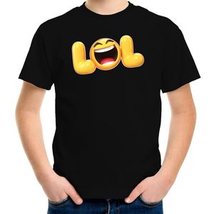 Funny emoticon t-shirt LOL zwart kids