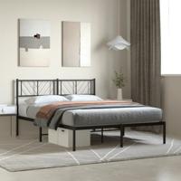 Bedframe met hoofdbord metaal zwart 140x190 cm