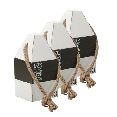 Deurstopper - 3x - havenpaal maritiem van hout met scheepstouw 18 cm