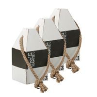 Deurstopper - 3x - havenpaal maritiem van hout met scheepstouw 18 cm