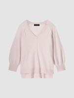 Raglan cashmere V-hals trui met gevlochten detail