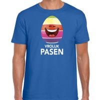 Lachend Paasei vrolijk Pasen t-shirt blauw voor heren - Paas kleding / outfit - thumbnail