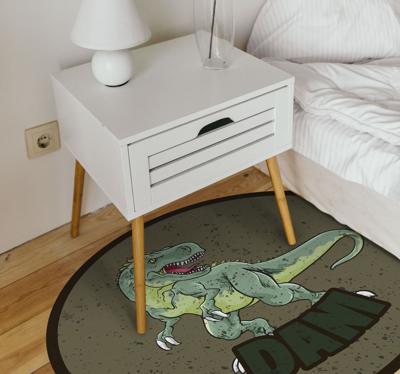 Groene achtergrond dino met naam vinyl tapijt Groene achtergrond dino met naam vinyl tapijt