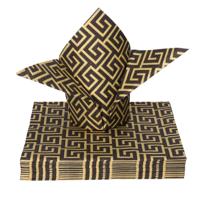 Tafel diner servetten - Zwart/Goud patroon thema - 20x stuks - 33 x 33 cm Tafel diner servetten - Zwart/Goud patroon thema - 20x stuks - 33 x 33 cm