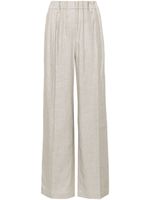 Brunello Cucinelli pantalon palazzo en maille métallisée - Gris