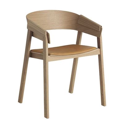 Muuto Cover Stoel Naturel Eiken Cognac Leder Muuto Cover Stoel Naturel Eiken Cognac Leder