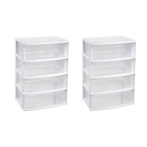 2x stuks ladekast/organizer met 4 lades wit/transparant 40 x 56 x 80 cm