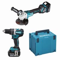 Makita DLX2272TJ 18V LXT 2 delige set: DGA513 Haakse slijper + DHP484 (Klop)boormachine 2 x 5.0Ah accu&apos;s