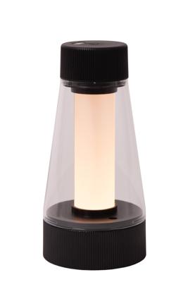 Lucide LORALI - Oplaadbare Tafellamp Binnen/Buiten - Accu/Batterij - Ø 7,7 cm - LED Dimb. - 1x1,2W 2600K/3000K - IP44 - Zwart