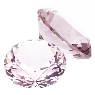 Namaak/nep edelstenen - 2x - diamant - lichtroze - 5 cm - van glas