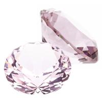 Namaak/nep edelstenen - 2x - diamant - lichtroze - 5 cm - van glas