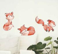 Wilde dieren stickers Set van aquarel vossen