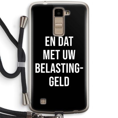 Belastinggeld - Zwart: LG K10 (2016) Transparant Hoesje met koord