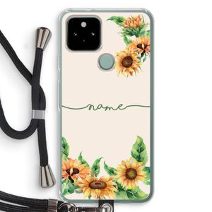 Zonnebloemen: Pixel 5 Transparant Hoesje met koord