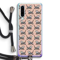 Zwarte poes: Huawei P30 Transparant Hoesje met koord