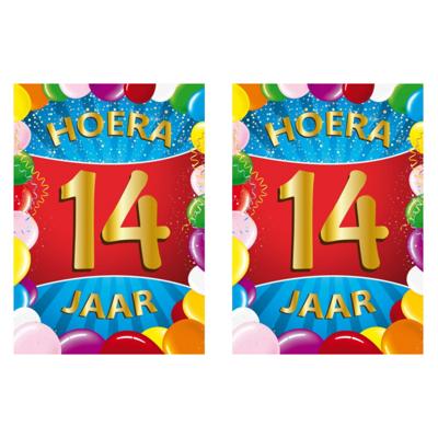 Verjaardag deurposter - 2x - 14 jaar - multi - 59 x 84 cm - leeftijd feestartikelen Verjaardag deurposter - 2x - 14 jaar - multi - 59 x 84 cm - leeftijd feestartikelen