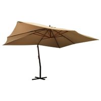 Zweefparasol met houten paal 400x300 cm taupe - thumbnail