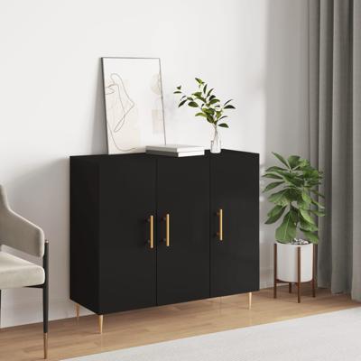 Dressoir 90x34x80 cm bewerkt hout zwart