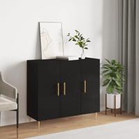 Dressoir 90x34x80 cm bewerkt hout zwart