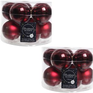 20x Donkerrode glazen kerstballen 6 cm glans en mat