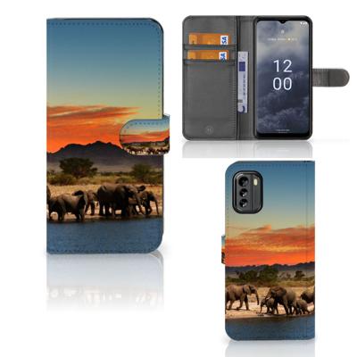 Nokia G60 | Telefoonhoesje | Met pasjeshouder | Olifanten