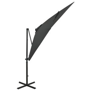 The Living Store Tuinparasol - Antraciet - 250 x 230 cm - Inclusief LEDs