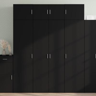 Hoge kast 80x42,5x185 cm bewerkt hout zwart